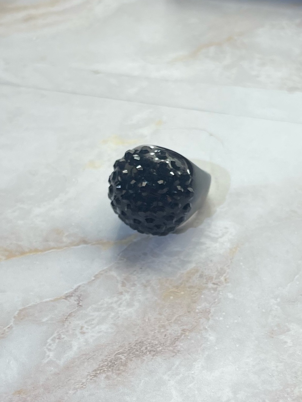 Black Textured Dome Ring size 6